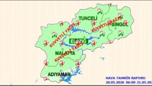Malatya İçin Kuvvetli Yağış Uyarısı