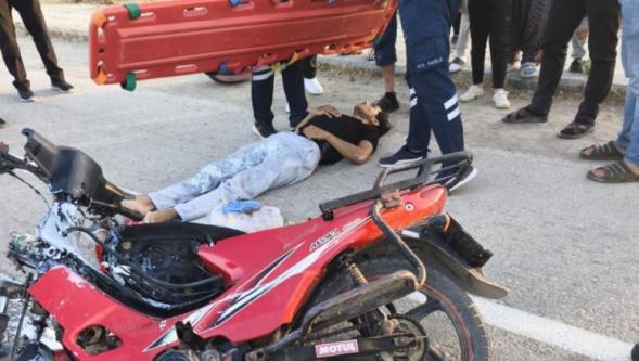 Forklifte Çarpan Motosiklet Sürücüsü Yaralandı