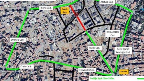 İnönü Caddesi'nden Fuzuli Caddesi'ne Giriş Kapanıyor