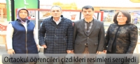 Ortaokul öğrencileri çizdikleri resimleri sergiledi