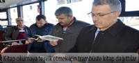 Kitap okumaya teşvik etmek için trambüste kitap dağıttılar