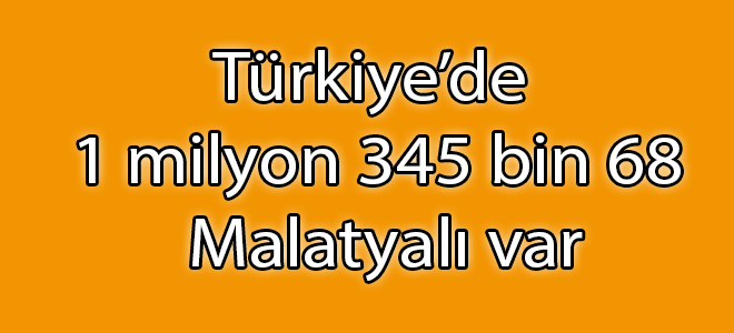 Türkiye’de 1 milyon 345 bin 68 Malatyalı var