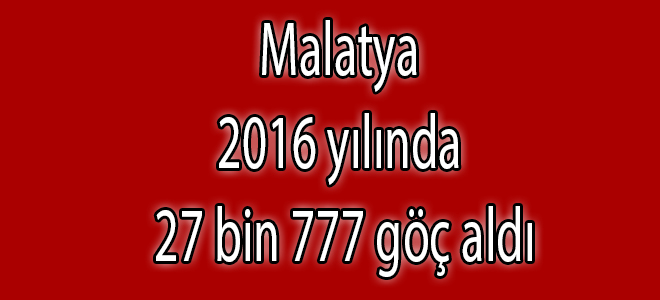 Malatya 2016 yılında 27 bin 777 göç aldı