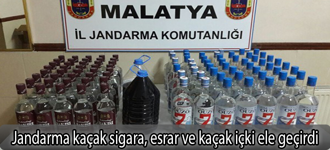 Jandarma kaçak sigara, esrar ve kaçak içki ele geçirdi