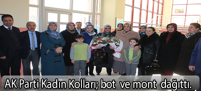 AK Parti Kadın Kolları:bot ve  mont  dağıttı.