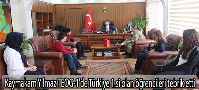 Kaymakam Yılmaz TEOG-1'de Türkiye 1.si olan öğrencileri tebrik etti