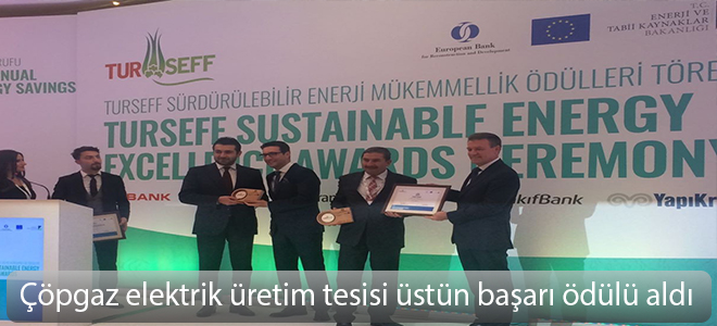 Çöpgaz elektrik üretim tesisi üstün başarı ödülü aldı