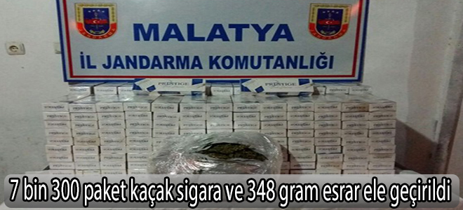 7 bin 300 paket kaçak sigara ve 348 gram esrar ele geçirildi