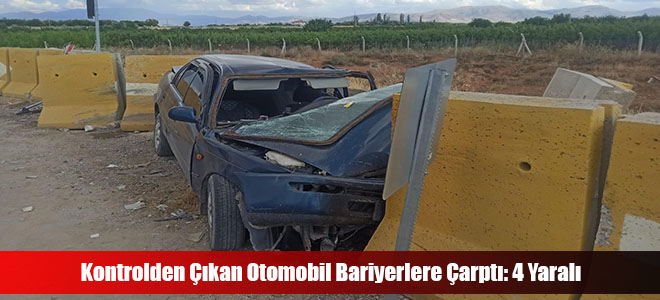 Kontrolden Çıkan Otomobil Bariyerlere Çarptı: 4 Yaralı